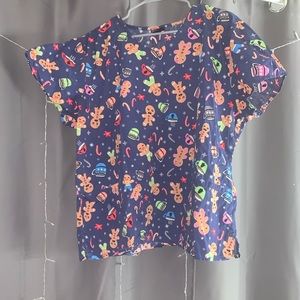 CHRISTMAS GINGERBREAD SCRUB TOP